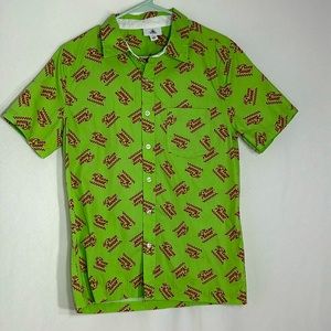 Disney “Pizza Planet” Green button-up Short Sleeve Shirt | Size: S